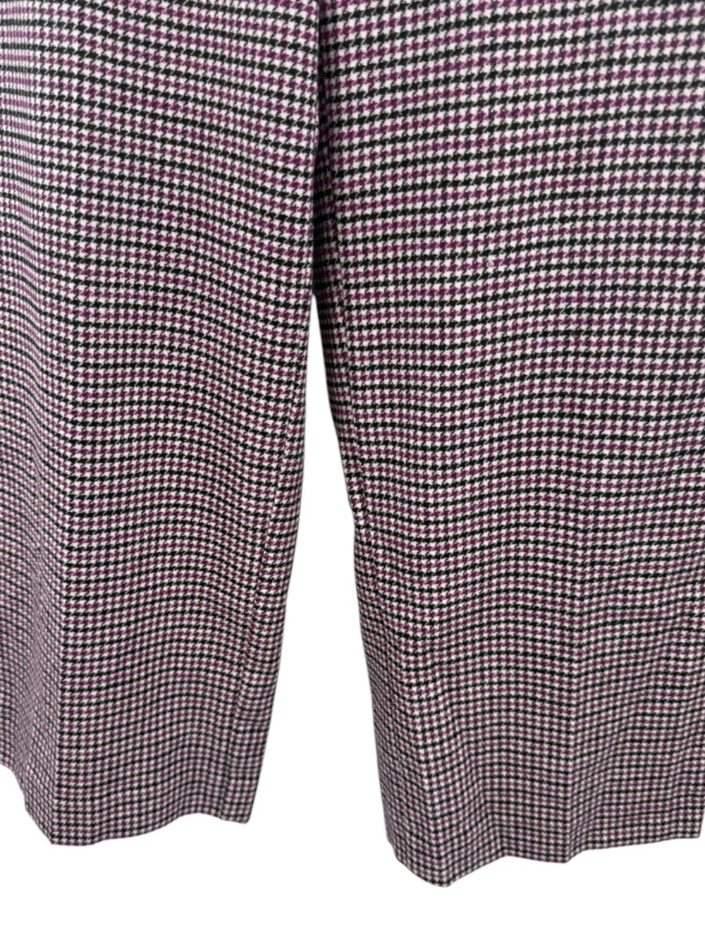Ann Taylor Houndstooth Pants Size 12 purple Black High Rise Straight Leg Career